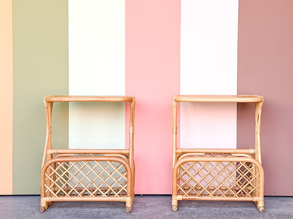 Pair of Rattan Magazine Side Tables