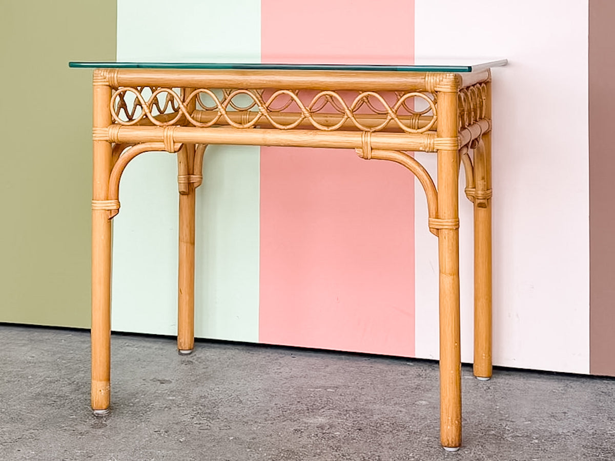 Whimsical Rattan Side Table