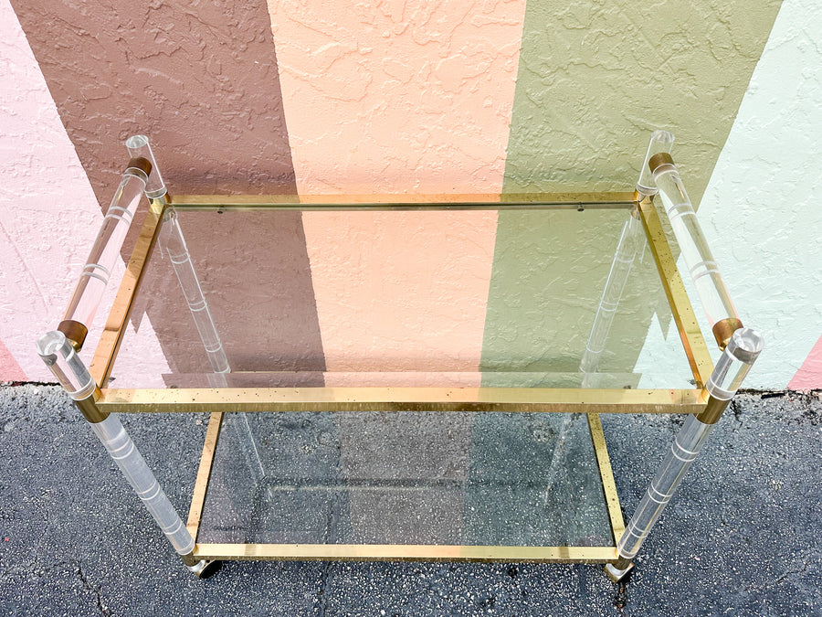 Brass and Lucite Bar Cart