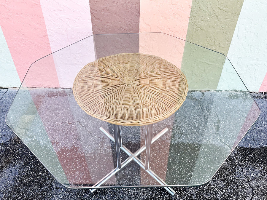 MCM Chrome and Wicker Dining Set