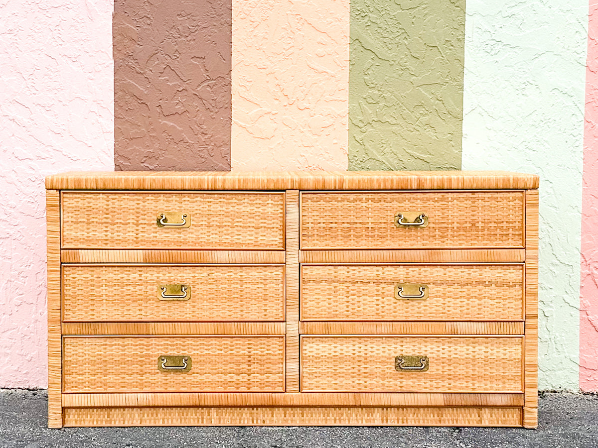 Coastal Rattan Wrapped Dresser