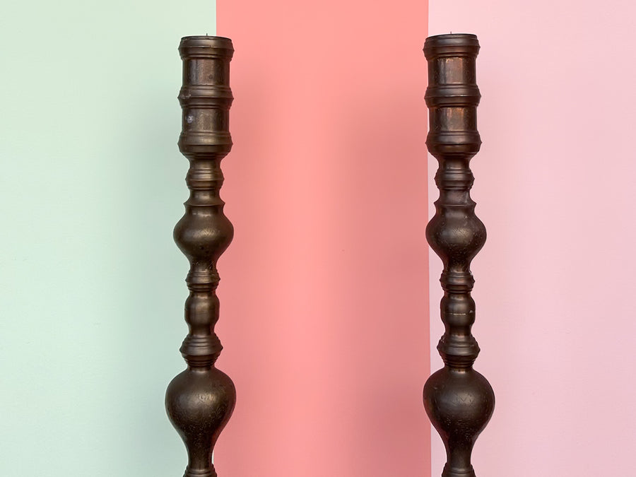 Pair of Large Brass Candlesticks