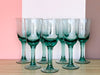 Set of Six Sea Green Wine Glasses