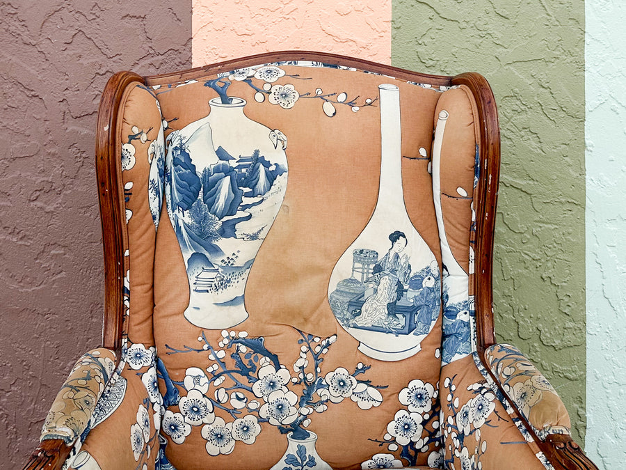 Ginger Jar Upholstered Wingback Chair