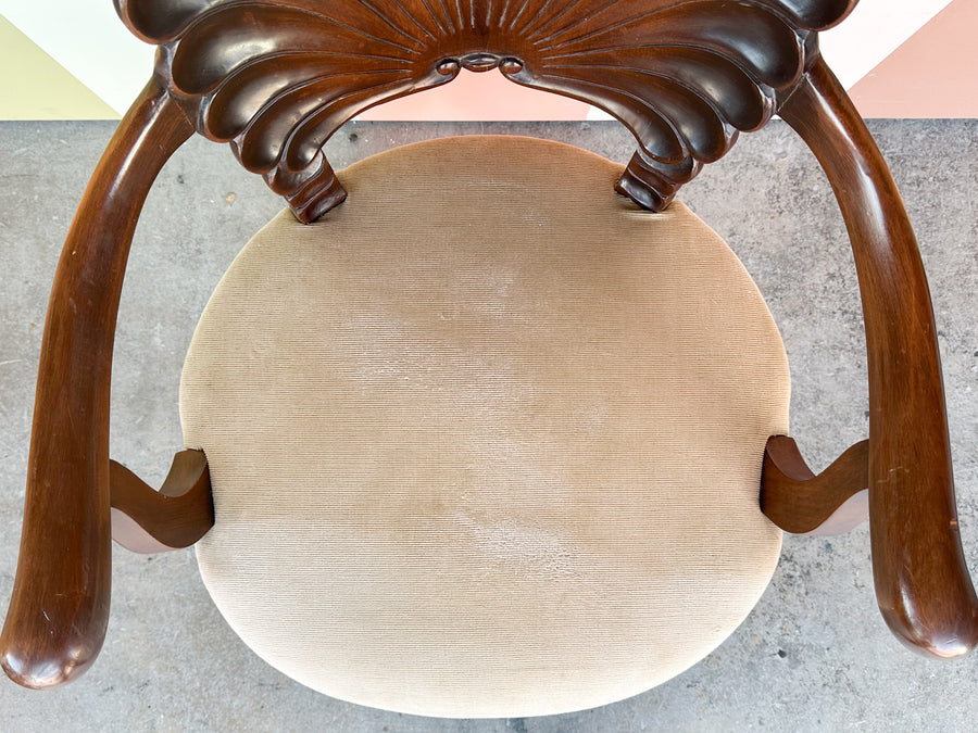 Shell Back Wood Accent Chair