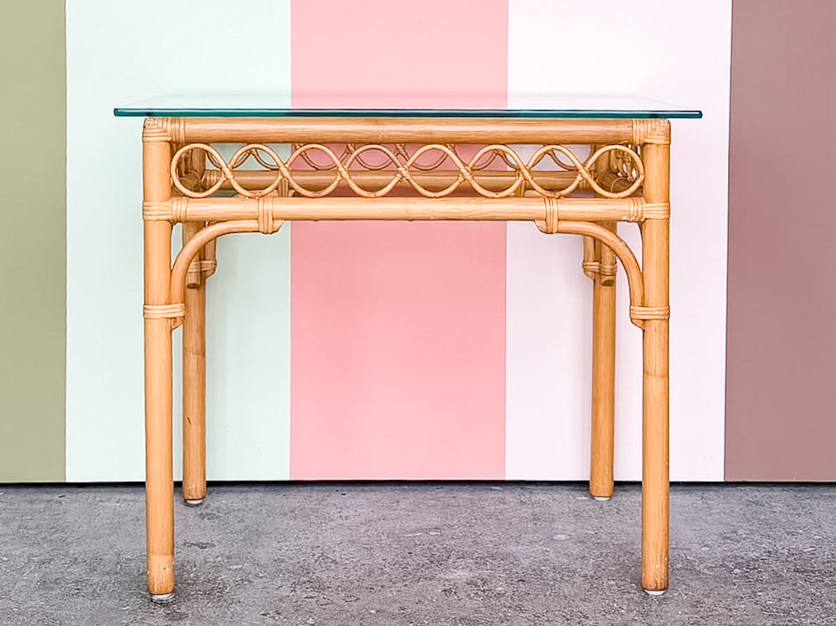 Whimsical Rattan Side Table