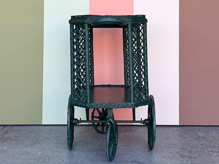 Braided Rattan Tea Cart