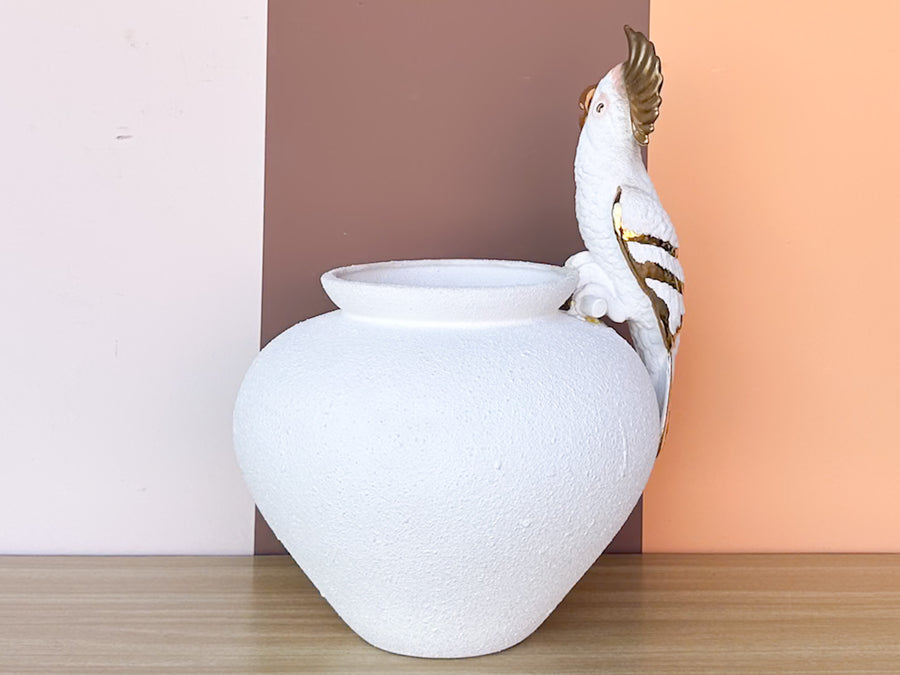 Plaster Parrot Cachepot