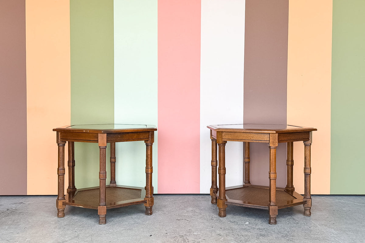 Pair of Handsome Faux Bamboo Side Tables