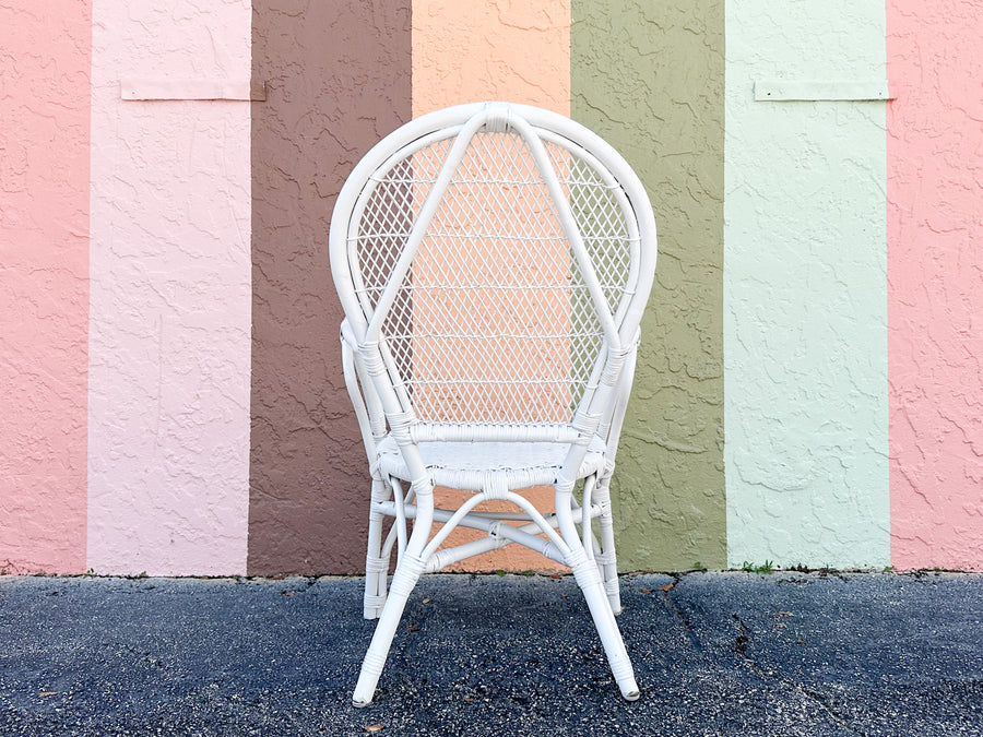 Set of Four Palm Beach Chic Rattan Dining Chairs