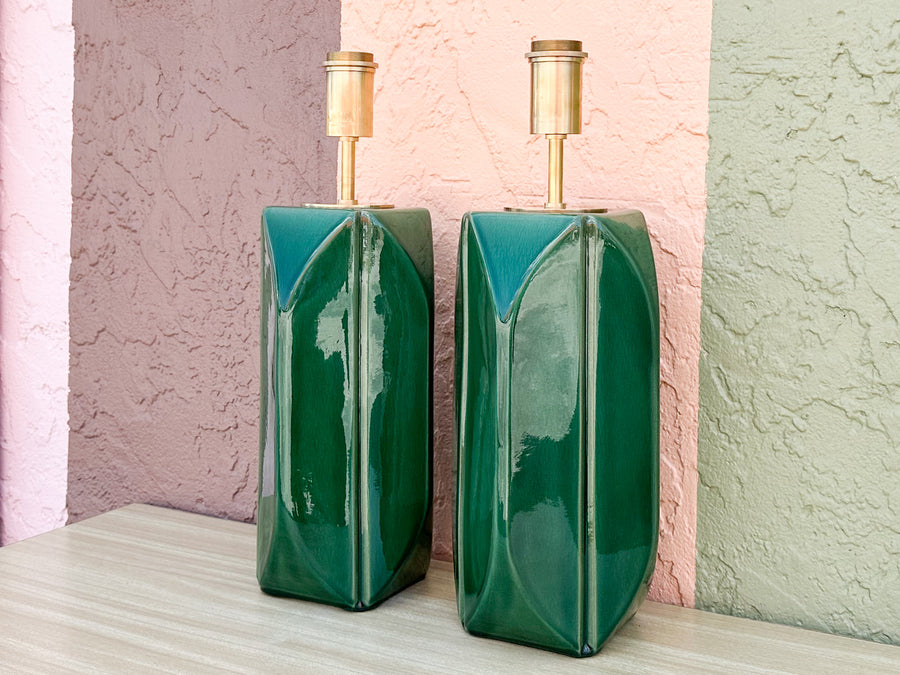 Kips Bay Show House Modern Gorg Green Lamps