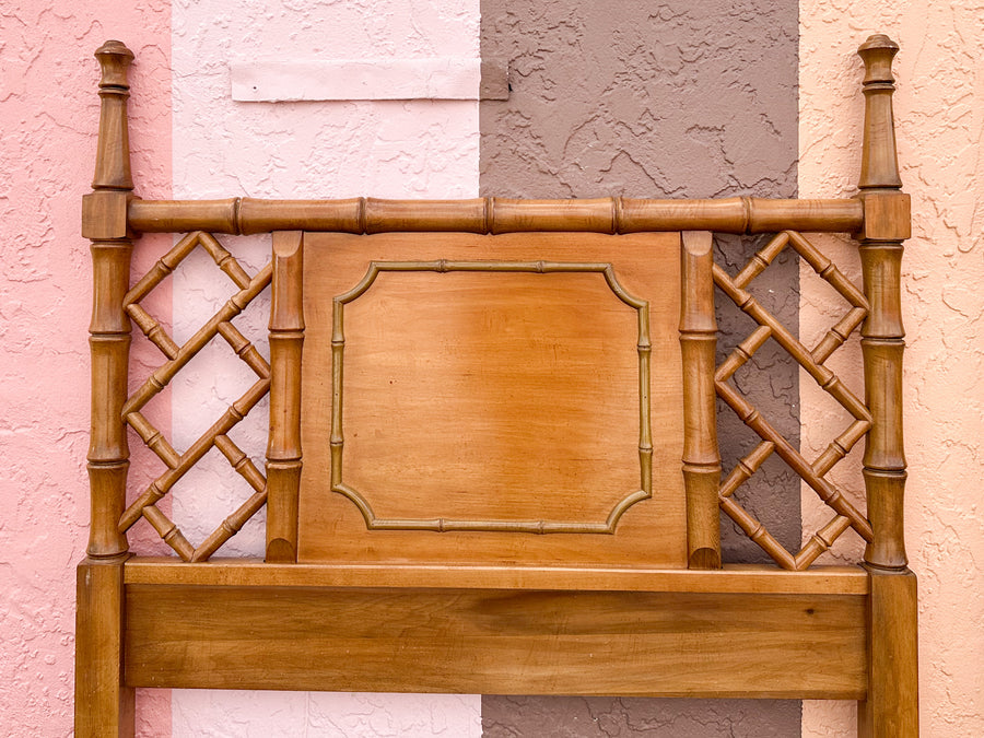 Pair of Handsome Faux Bamboo Twin Headboards