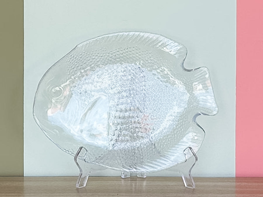 Glass Fish Platter and Four Plates
