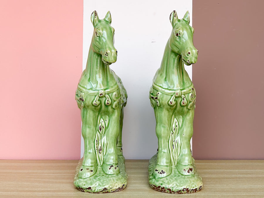 Pair of MCM Green Horses