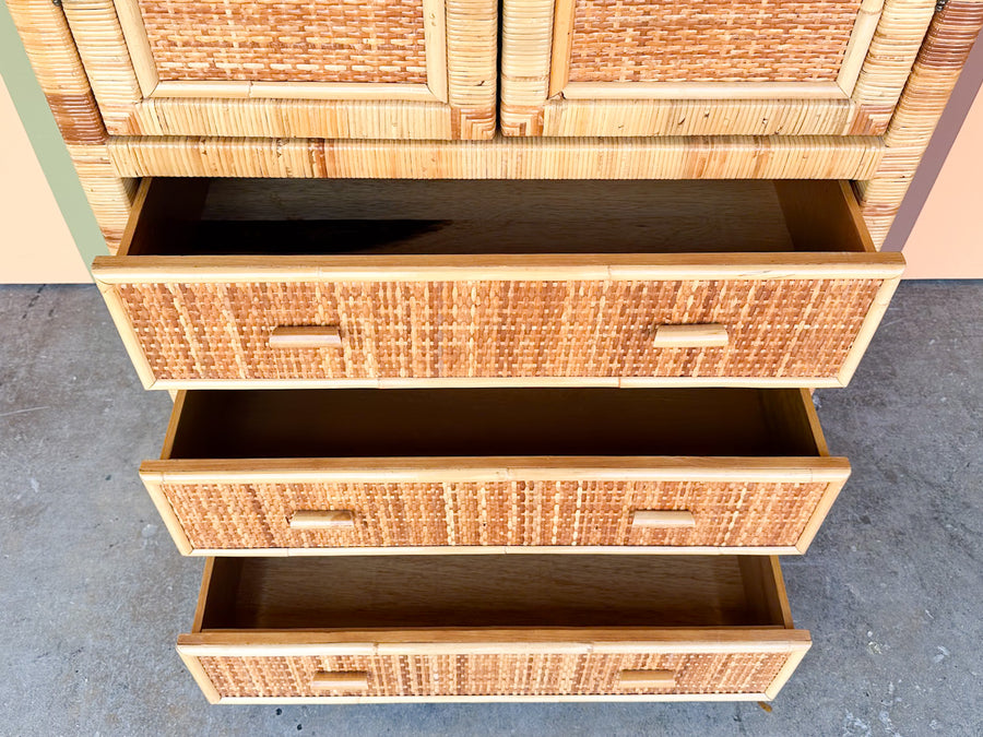 Island Style Rattan Wrapped Cabinet