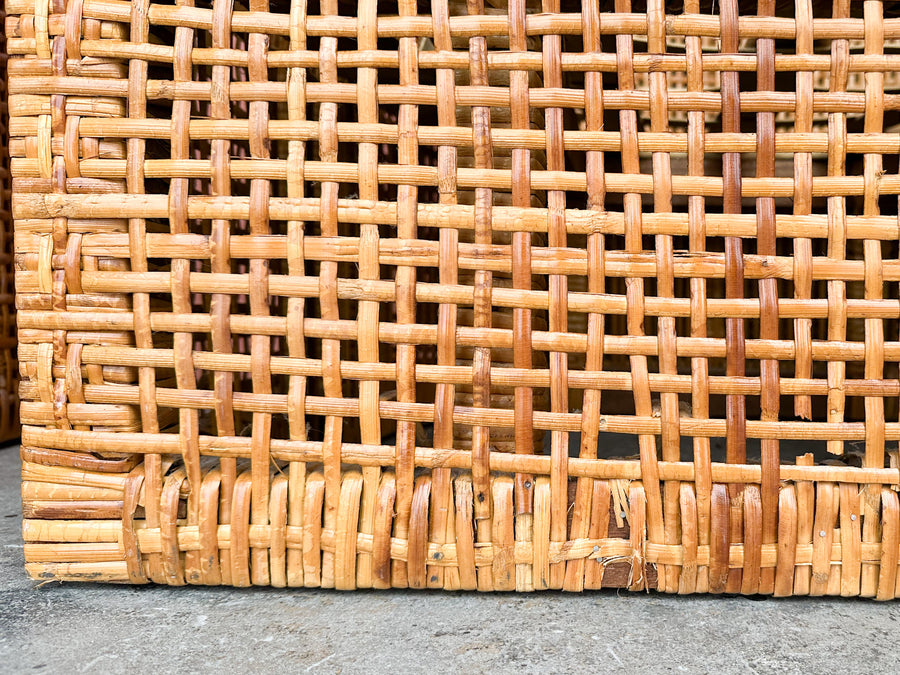 Pair of Coastal Style Rattan Barrel Chairs