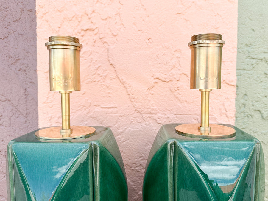 Kips Bay Show House Modern Gorg Green Lamps