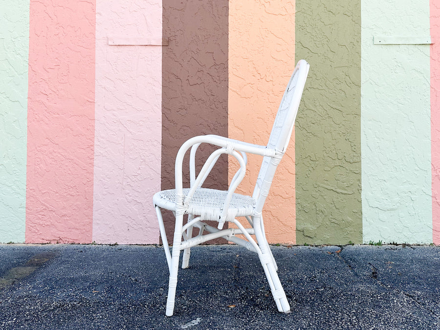Set of Four Palm Beach Chic Rattan Dining Chairs
