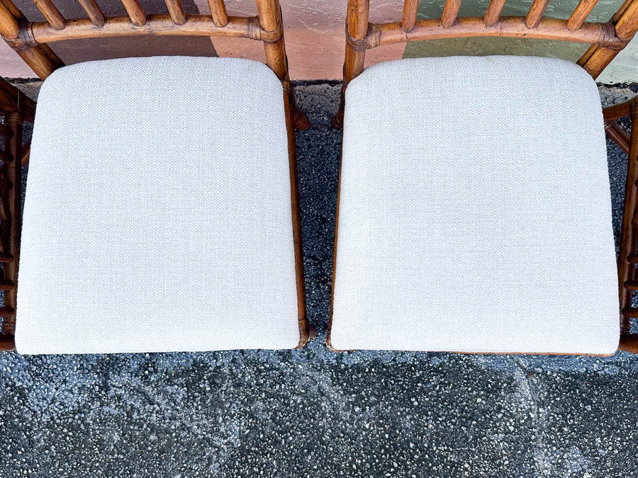 Set of Six Fretwork Rattan Dining Chairs