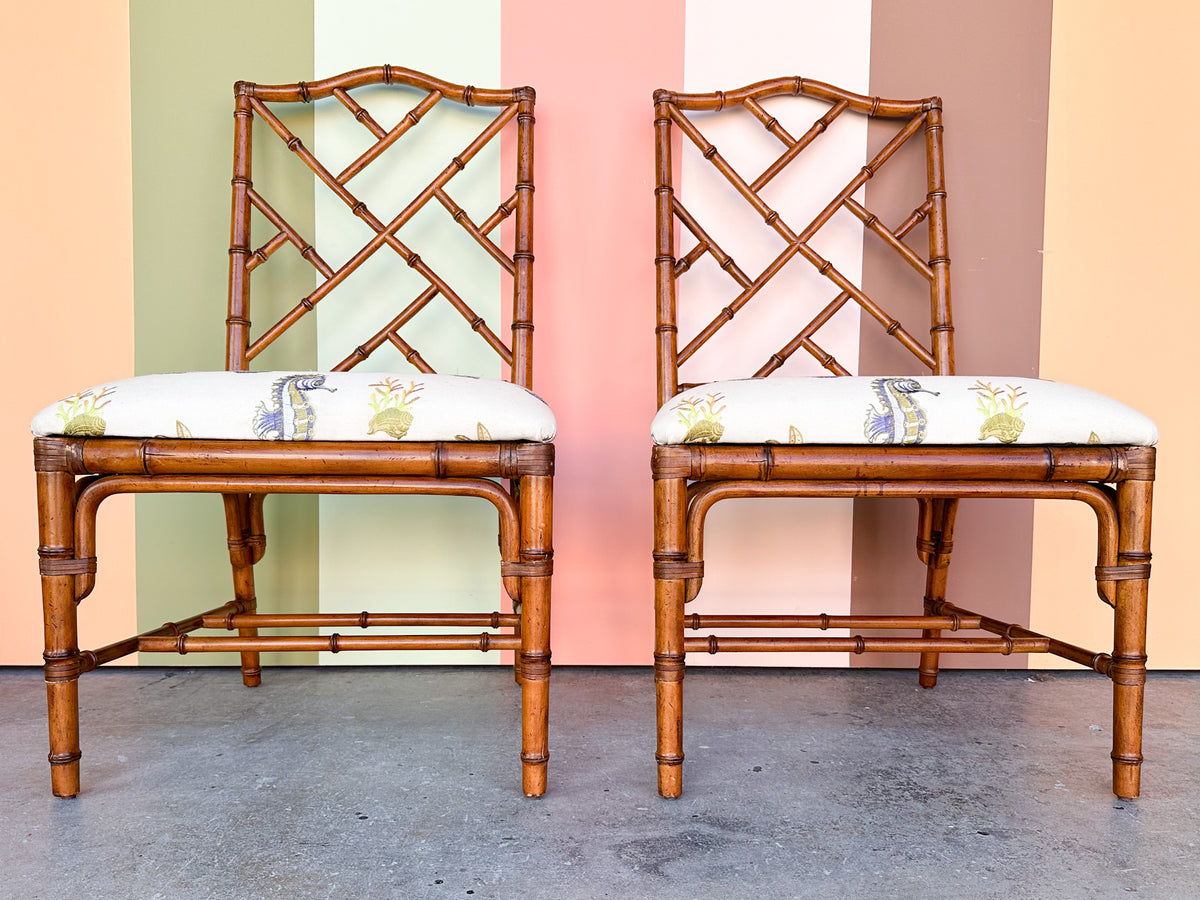 Pair of Faux Bamboo Chippendale Chairs