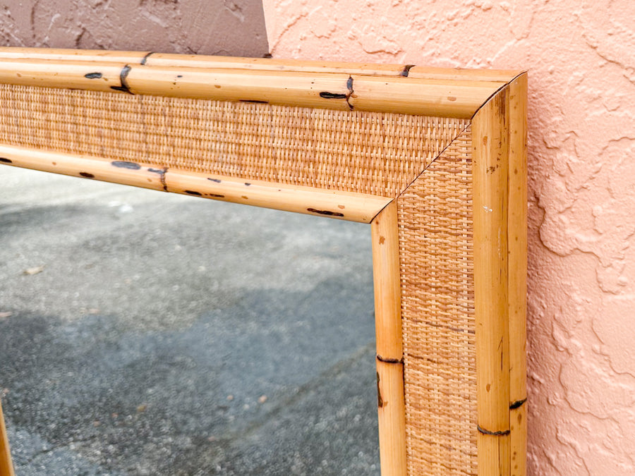Large Rattan and Seagrass Mirror