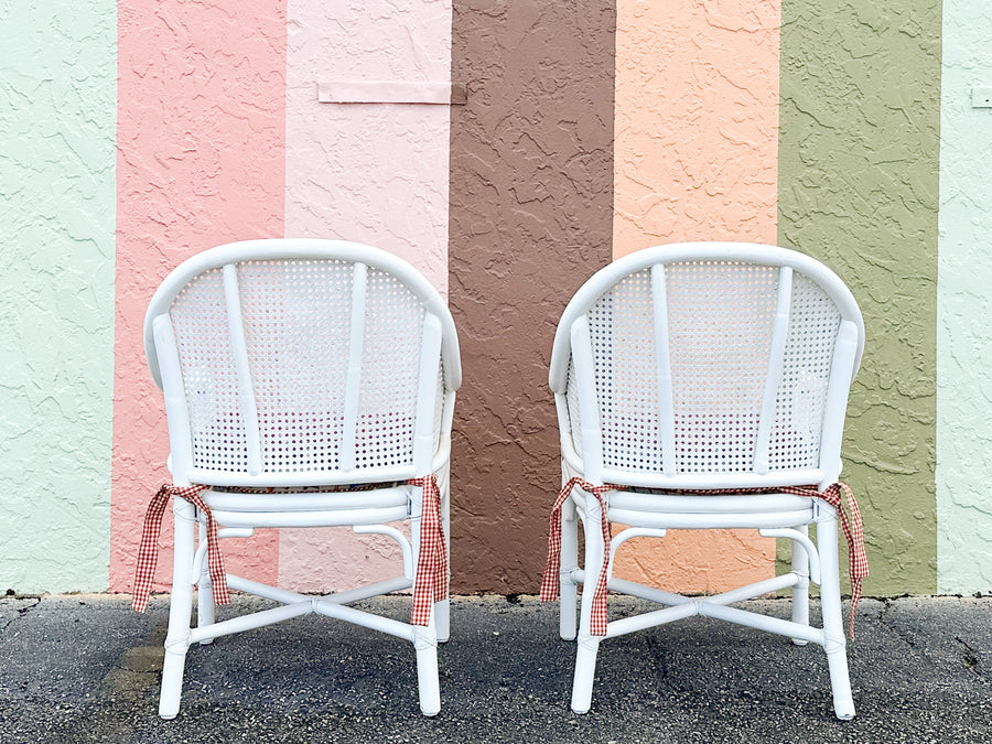Pair of McGuire Rattan and Cane Barrel Chairs