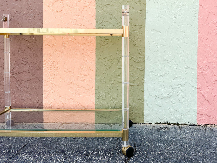 Brass and Lucite Bar Cart