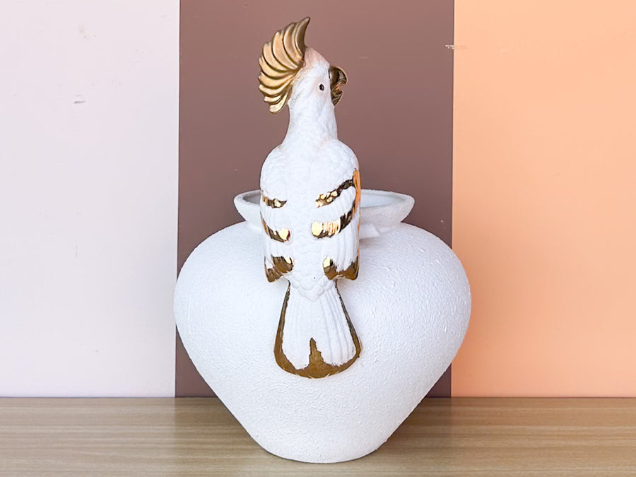 Plaster Parrot Cachepot
