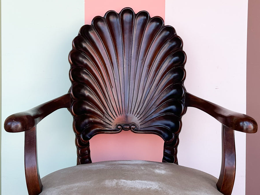 Shell Back Wood Accent Chair