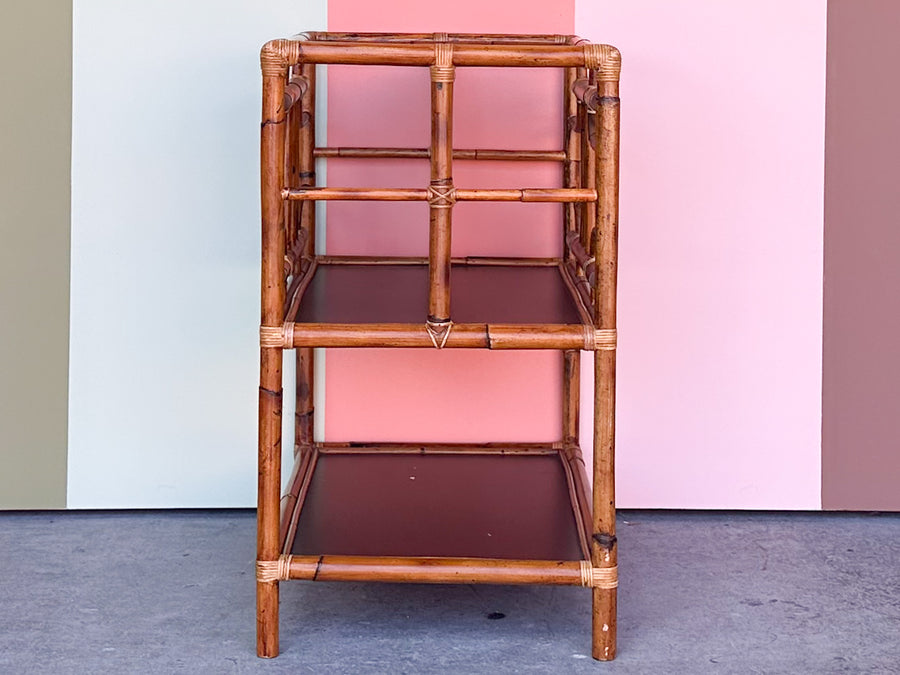 Large Old Florida Rattan Magazine Rack