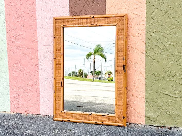 Large Rattan and Seagrass Mirror