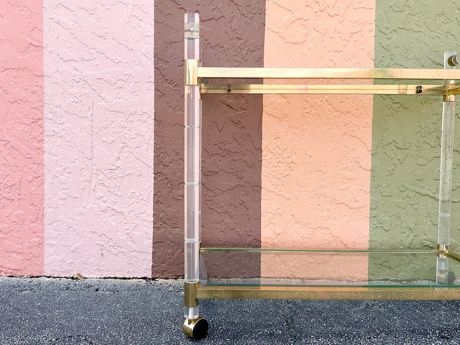Brass and Lucite Bar Cart