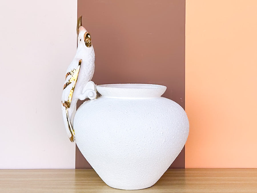 Plaster Parrot Cachepot