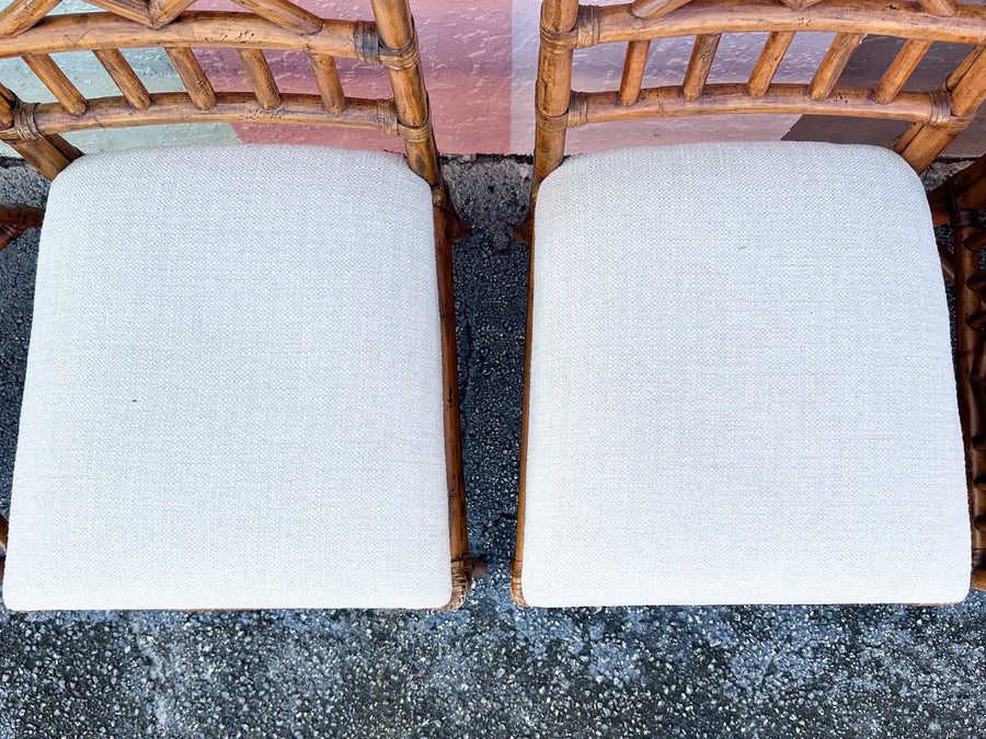 Set of Six Fretwork Rattan Dining Chairs