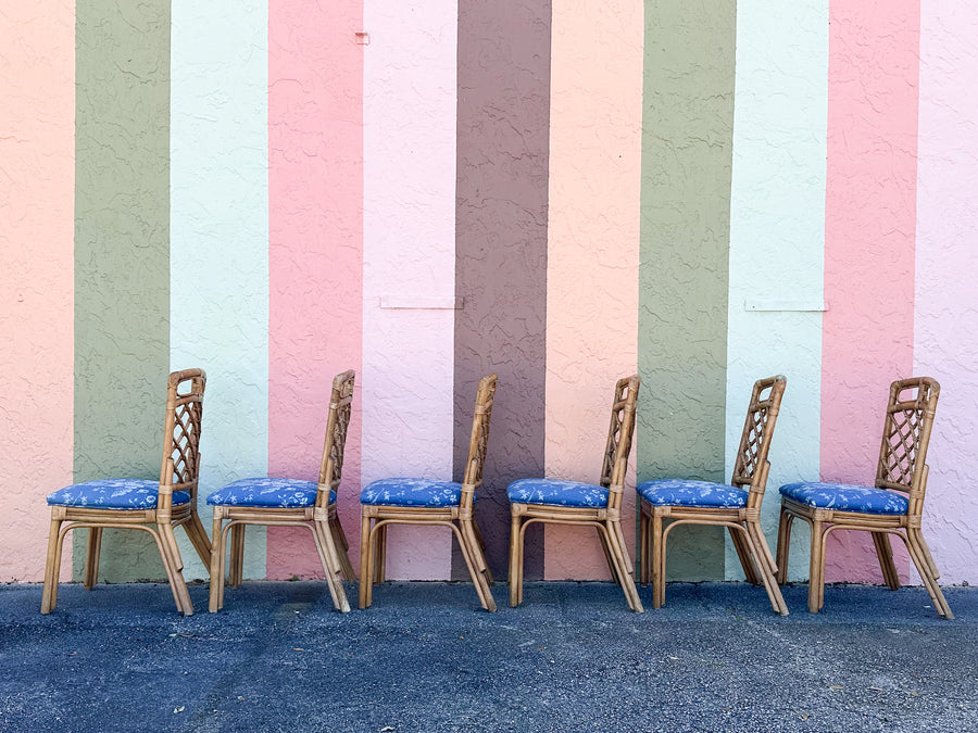 Set of Six Rattan Dining Chairs