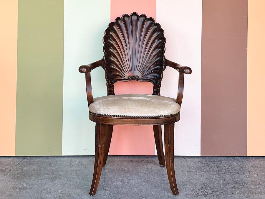Shell Back Wood Accent Chair