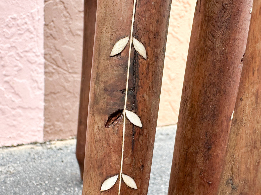 Inlaid Wood Elephant Side Table