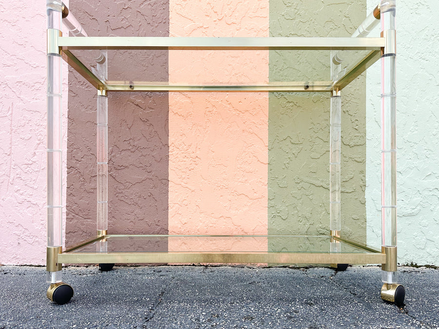 Brass and Lucite Bar Cart