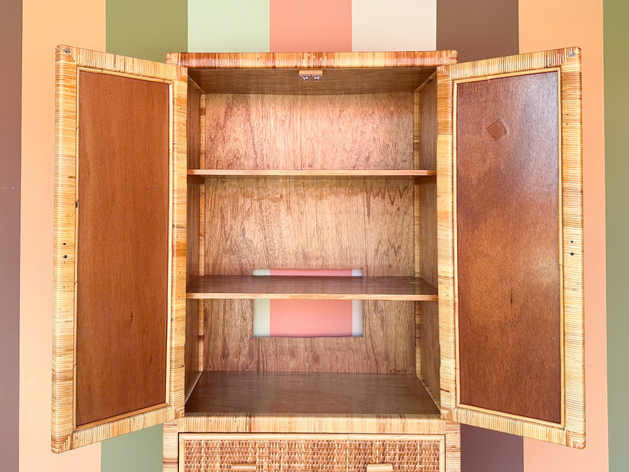 Island Style Rattan Wrapped Cabinet