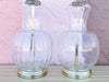 Pair of Fluted Glass and Brass Lamps