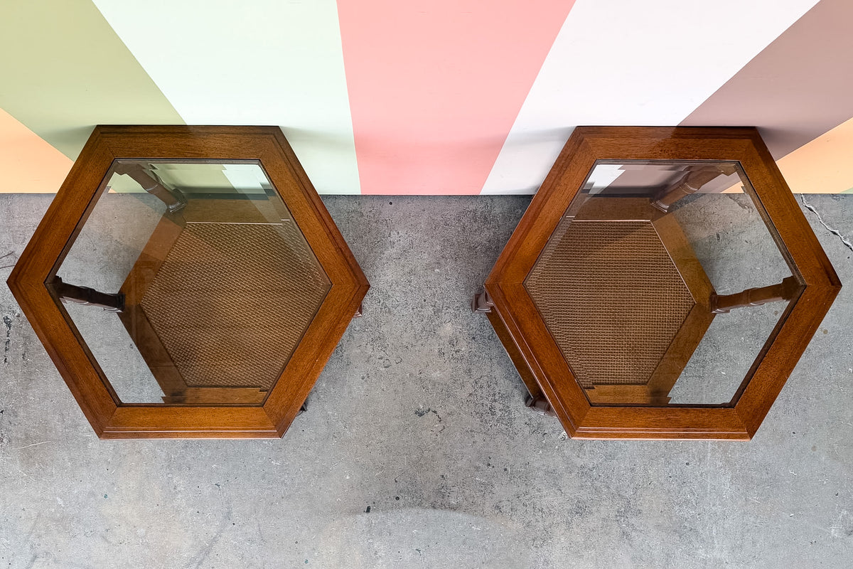 Pair of Handsome Faux Bamboo Side Tables