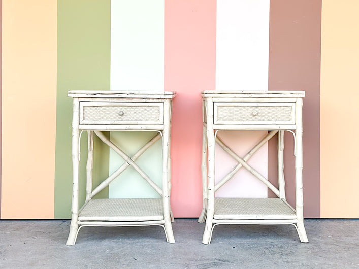 Pair of Island Style Rattan Nightstands