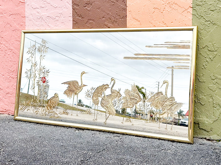 Fabulous Gold Flamingo Mirror