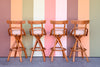 Set of Four Old Florida Rattan Bar Stools