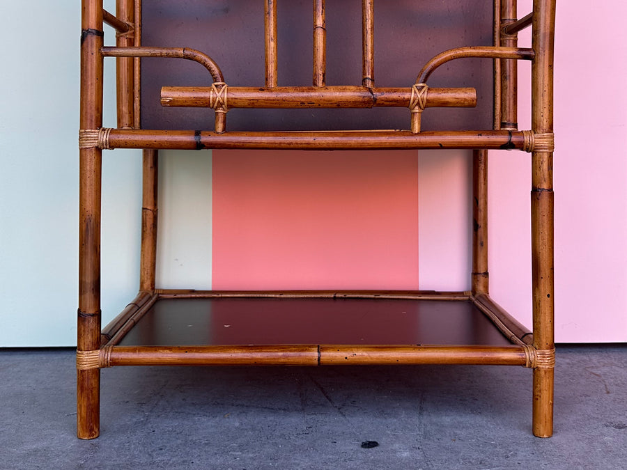 Large Old Florida Rattan Magazine Rack