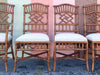 Set of Six Fretwork Rattan Dining Chairs