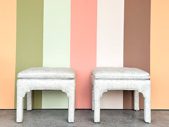Pair of Upholstered Pagoda Stools