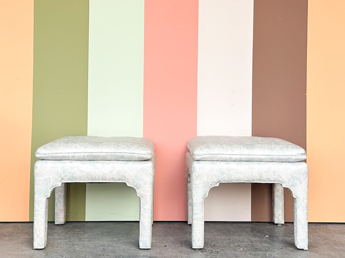 Pair of Upholstered Pagoda Stools