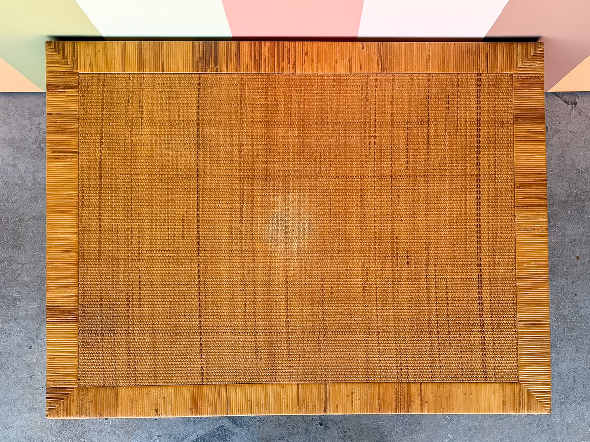 Large Rattan Wrapped Coffee Table