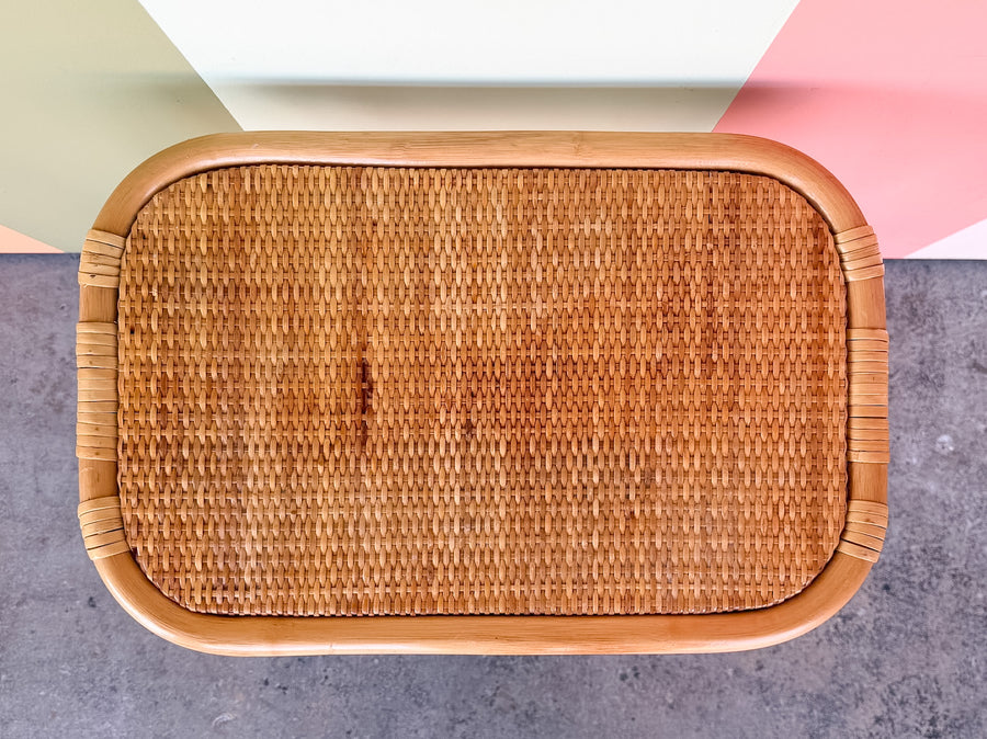 Pair of Rattan Magazine Side Tables